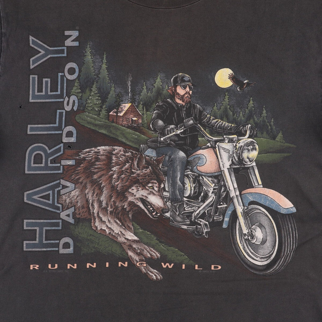90'S Harley-Davidson Motorcycle Bike T-shirt Made in USA Men's M Vintage cotton black type Vintage Second Hand