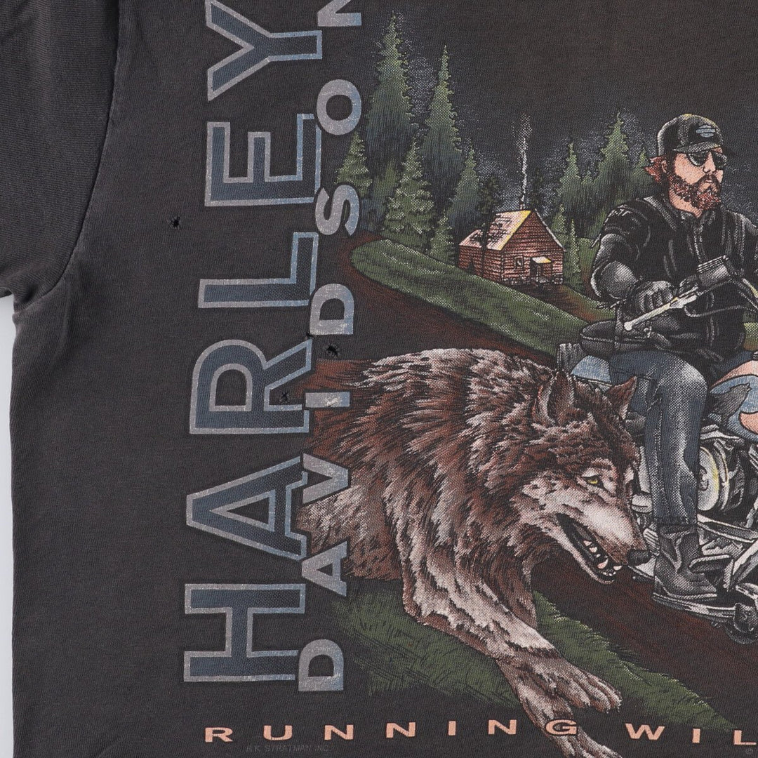 90'S Harley-Davidson Motorcycle Bike T-shirt Made in USA Men's M Vintage cotton black type Vintage Second Hand