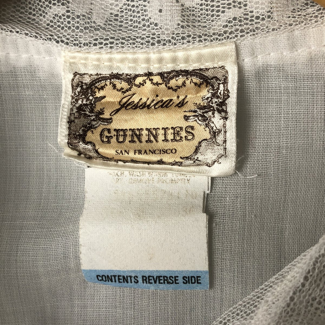 70'S Gunne Sax Gunnies stand-up collar long sleeve ruffle blouse for women size S polyester white type Vintage Second Hand