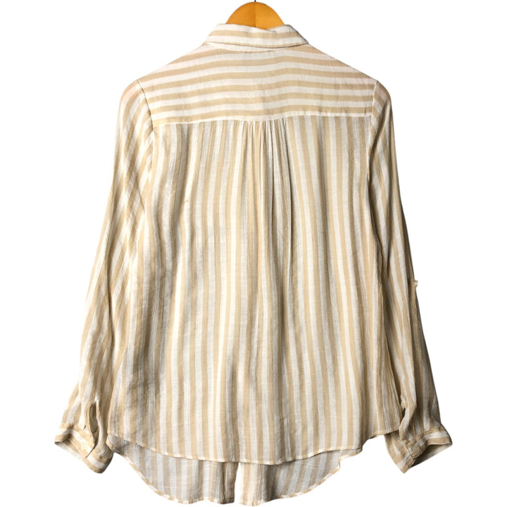 ZAC and RACHEL Long Sleeve Striped Shirt Roll-up Shirt Women's Size S polyester white type Vintage Second Hand