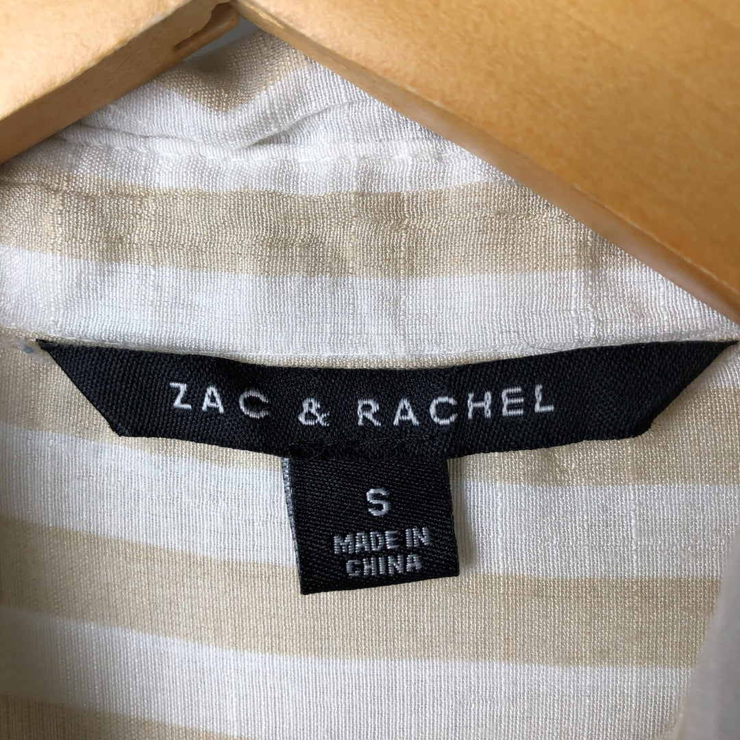 ZAC and RACHEL Long Sleeve Striped Shirt Roll-up Shirt Women's Size S polyester white type Vintage Second Hand