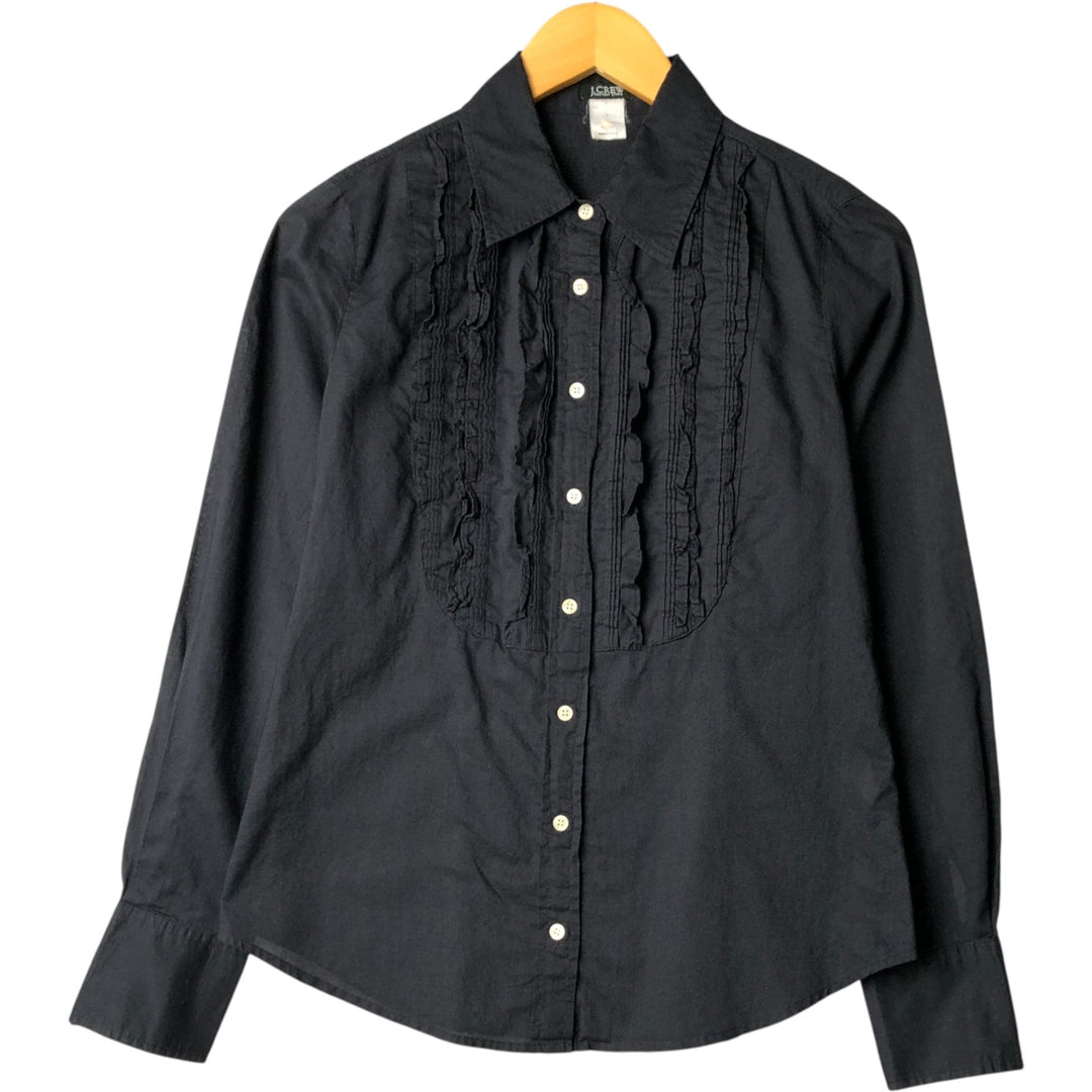 J.Crew Women's Long Sleeve Ruffle Blouse, Size Small unclear black type Vintage Second Hand