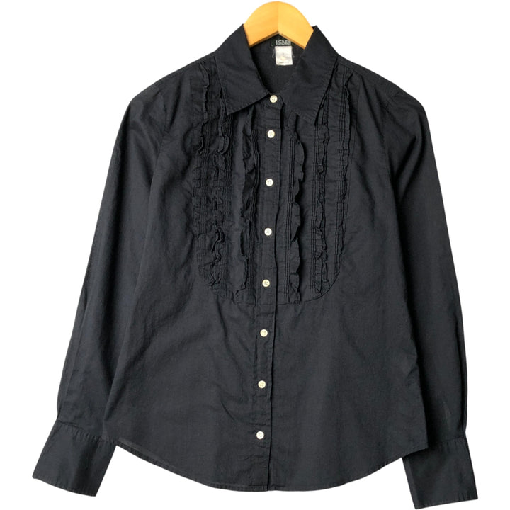 J.Crew Women's Long Sleeve Ruffle Blouse, Size Small unclear black type Vintage Second Hand
