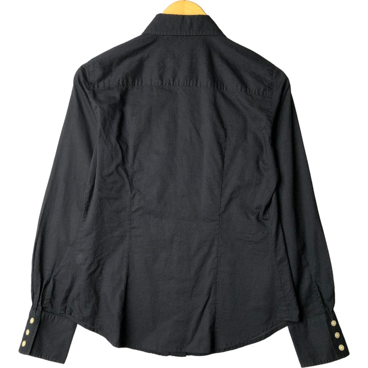 J.Crew Women's Long Sleeve Ruffle Blouse, Size Small unclear black type Vintage Second Hand