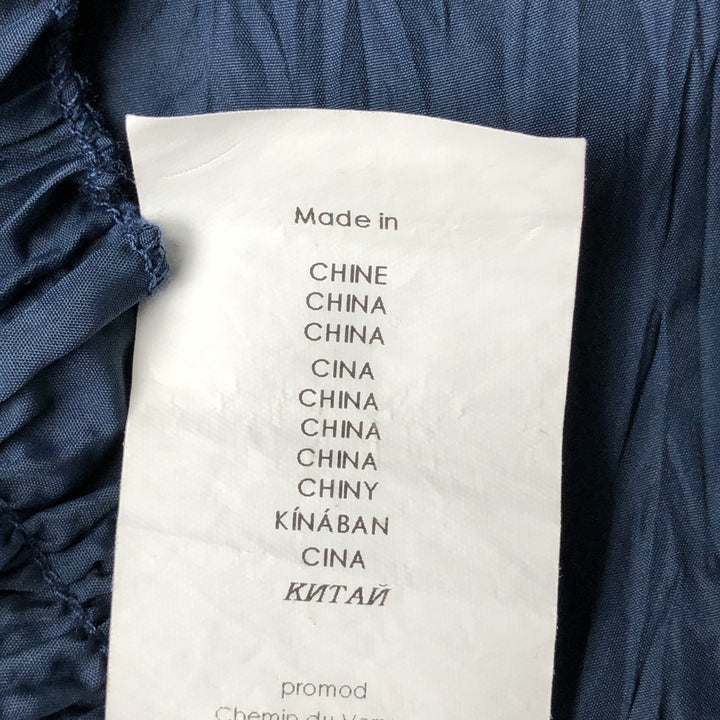 PROMOD V-neck Washer Long Sleeve Ruffle Blouse, Women's Size Medium polyester navy blue type Vintage Second Hand