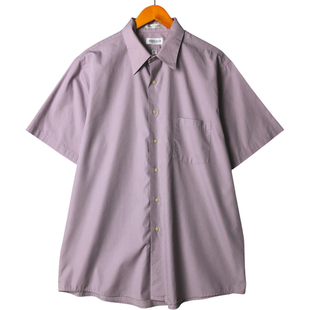 90'S Vintage Van Heusen Short Sleeve Polycotton Shirt, Men's XL polyester purple type Vintage Second Hand