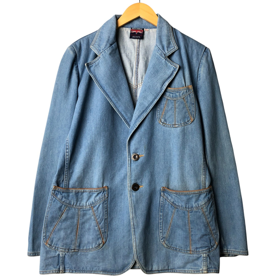 Vintage 1980'S Britannia denim tailored jacket, women's size XL cotton blue type Vintage Second Hand