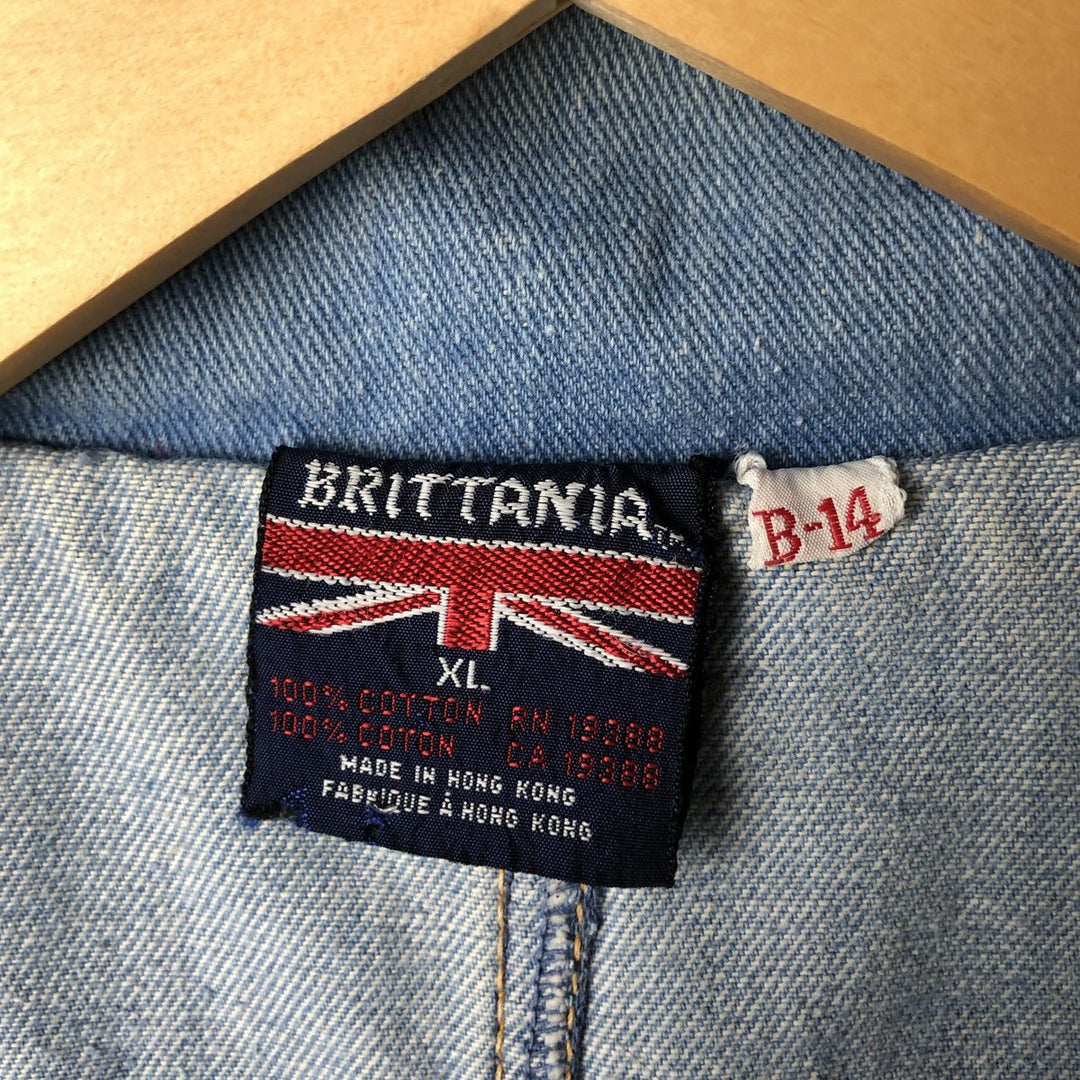 Vintage 1980'S Britannia denim tailored jacket, women's size XL cotton blue type Vintage Second Hand