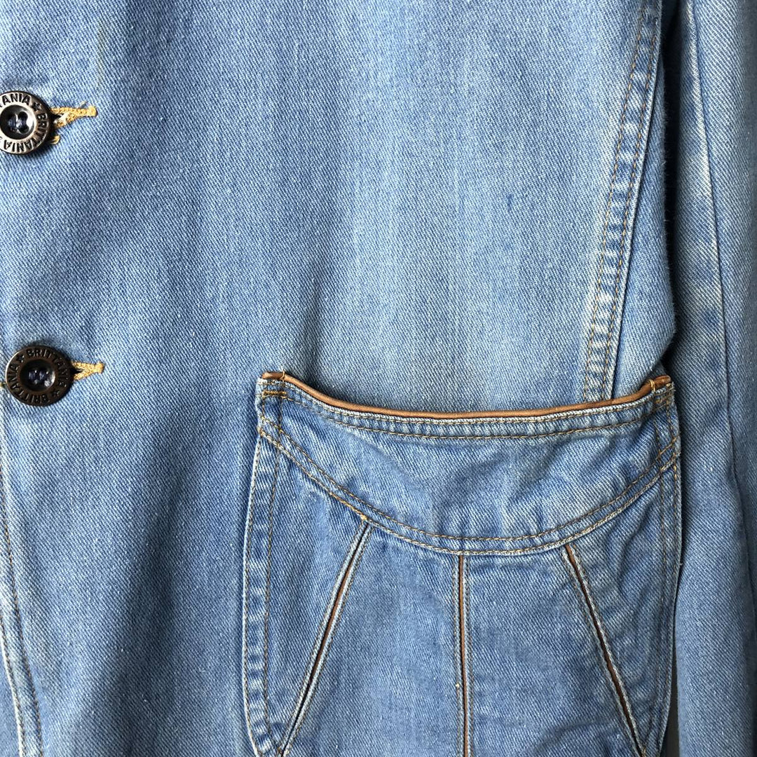 Vintage 1980'S Britannia denim tailored jacket, women's size XL cotton blue type Vintage Second Hand