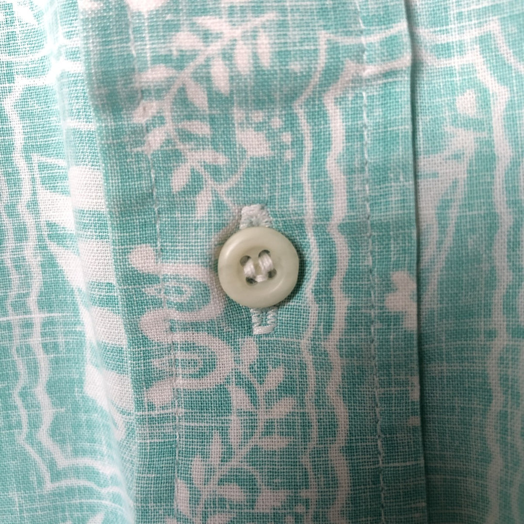 80'S Reyn Spooner Gold Tag, Nude Tag, All-Over Print Lahaina Sailor Pullover Button-Down Hawaiian Aloha Shirt unclear Mint green Vintage Second Hand