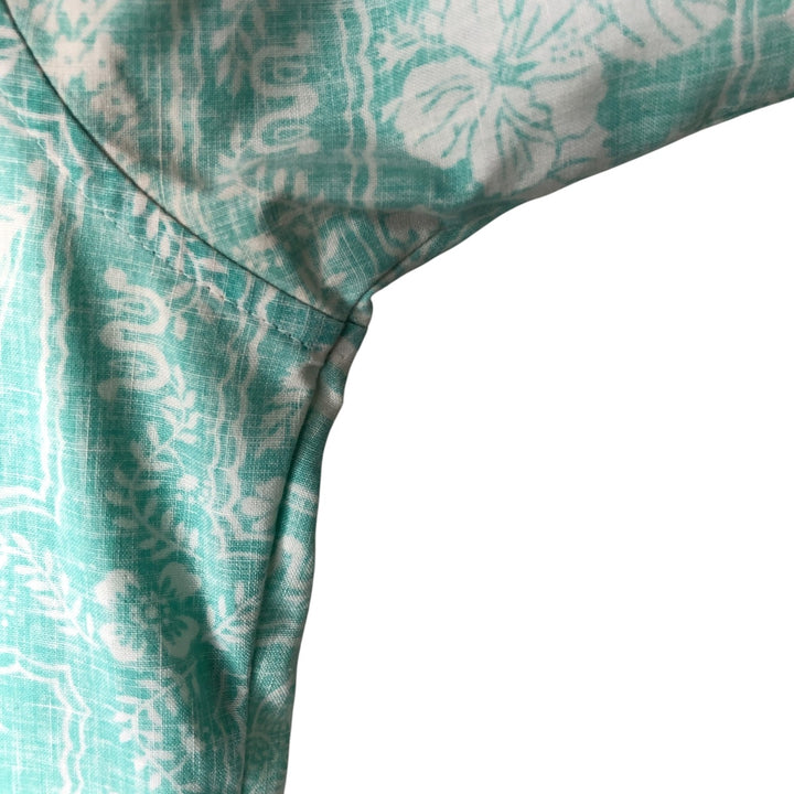 80'S Reyn Spooner Gold Tag, Nude Tag, All-Over Print Lahaina Sailor Pullover Button-Down Hawaiian Aloha Shirt unclear Mint green Vintage Second Hand