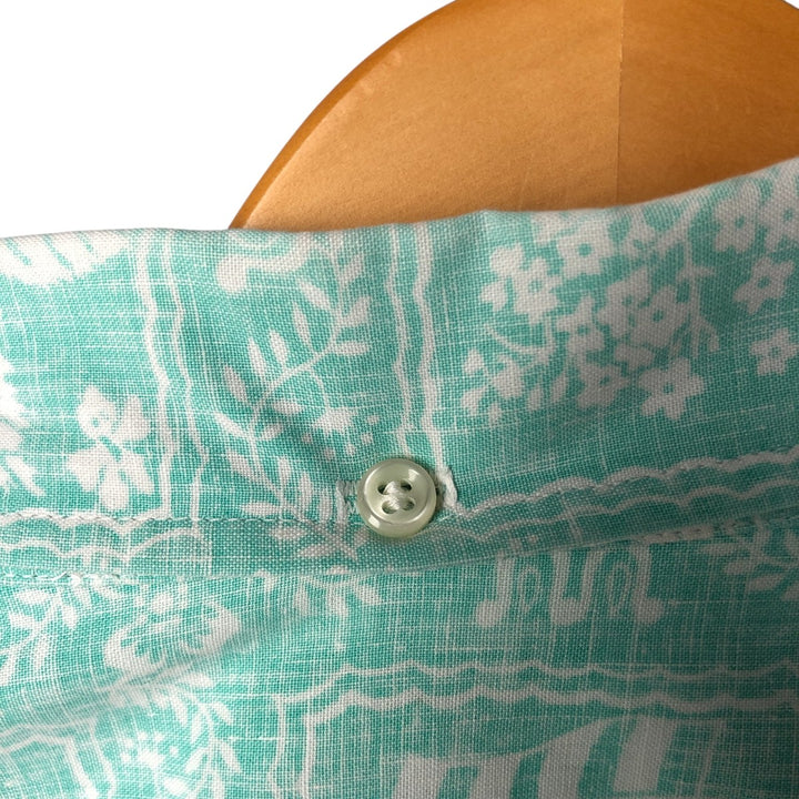 80'S Reyn Spooner Gold Tag, Nude Tag, All-Over Print Lahaina Sailor Pullover Button-Down Hawaiian Aloha Shirt unclear Mint green Vintage Second Hand