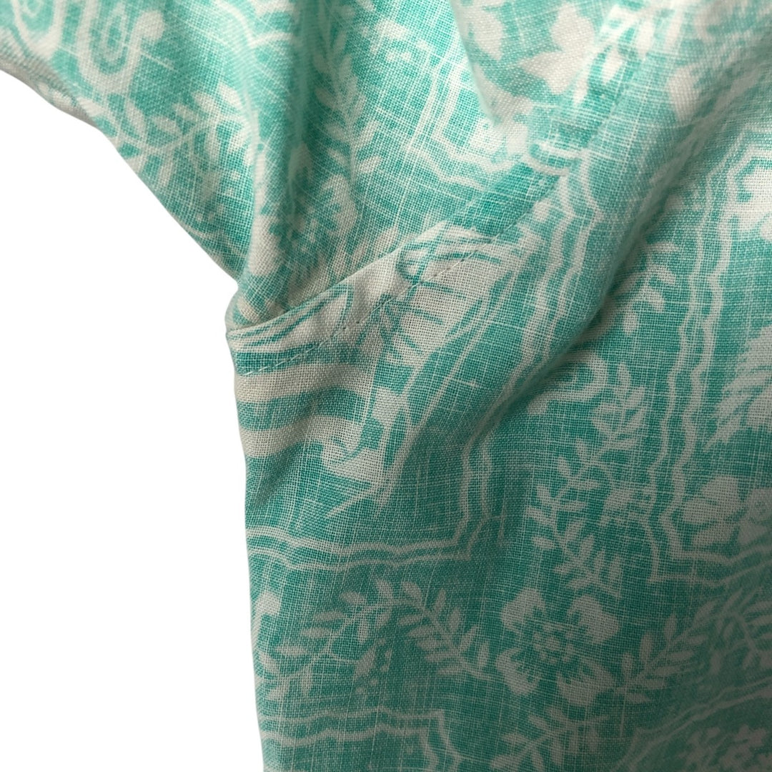 80'S Reyn Spooner Gold Tag, Nude Tag, All-Over Print Lahaina Sailor Pullover Button-Down Hawaiian Aloha Shirt unclear Mint green Vintage Second Hand