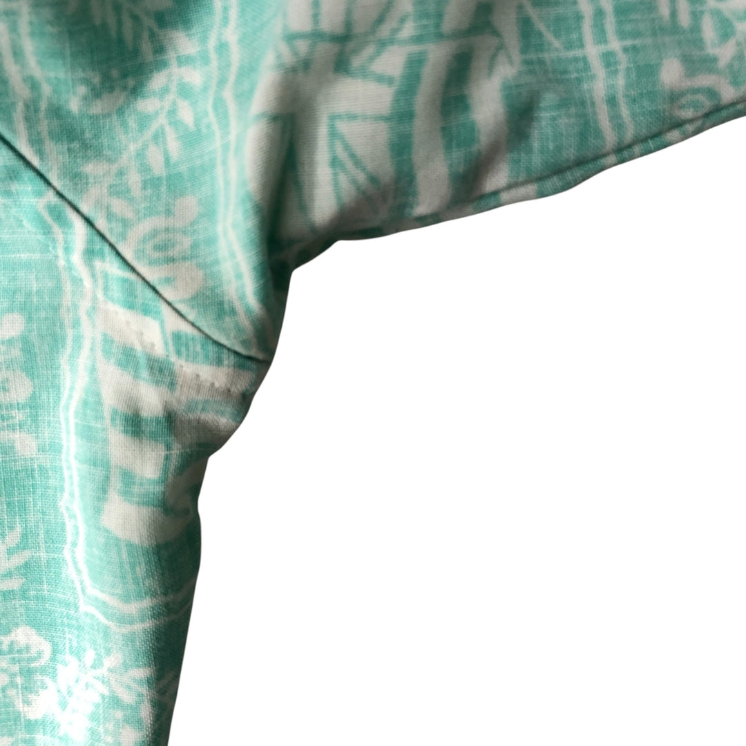 80'S Reyn Spooner Gold Tag, Nude Tag, All-Over Print Lahaina Sailor Pullover Button-Down Hawaiian Aloha Shirt unclear Mint green Vintage Second Hand