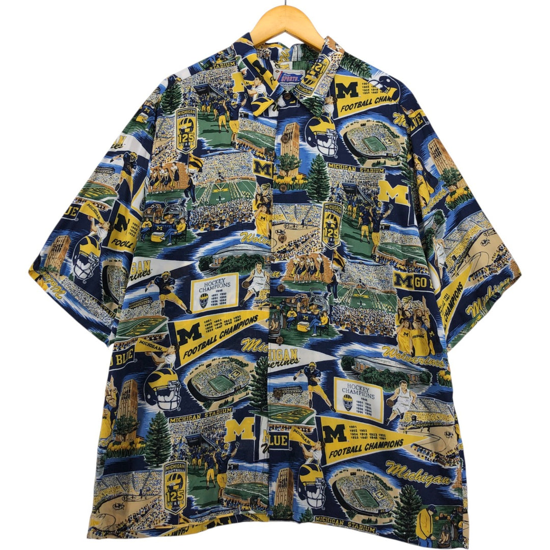 Reyn Spooner Authentic Merchandise All-Over Print Rayon Hawaiian Aloha Shirt, Men's Size XL Rayon navy blue type Vintage Second Hand