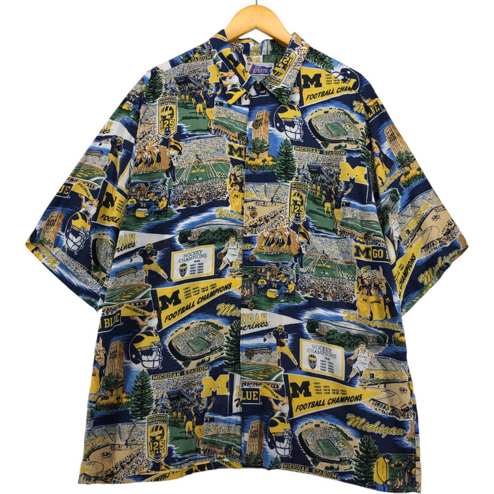 Reyn Spooner Authentic Merchandise All-Over Print Rayon Hawaiian Aloha Shirt, Men's Size XL Rayon navy blue type Vintage Second Hand