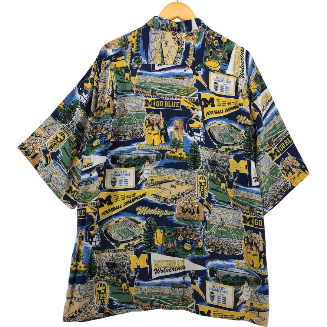 Reyn Spooner Authentic Merchandise All-Over Print Rayon Hawaiian Aloha Shirt, Men's Size XL Rayon navy blue type Vintage Second Hand