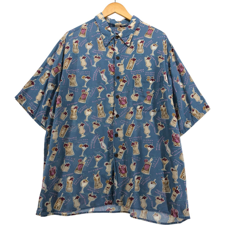 80s-90'S Reyn Spooner Diamond Head Tag Print Rayon Hawaiian Aloha Shirt, Made in Hawaii, Men's XL Rayon blue type Vintage Second Hand