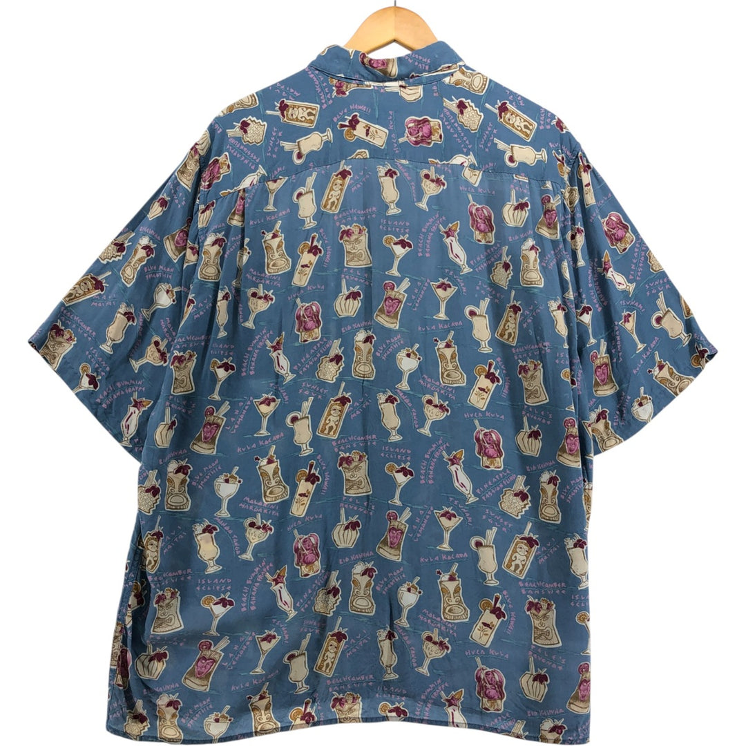 80s-90'S Reyn Spooner Diamond Head Tag Print Rayon Hawaiian Aloha Shirt, Made in Hawaii, Men's XL Rayon blue type Vintage Second Hand