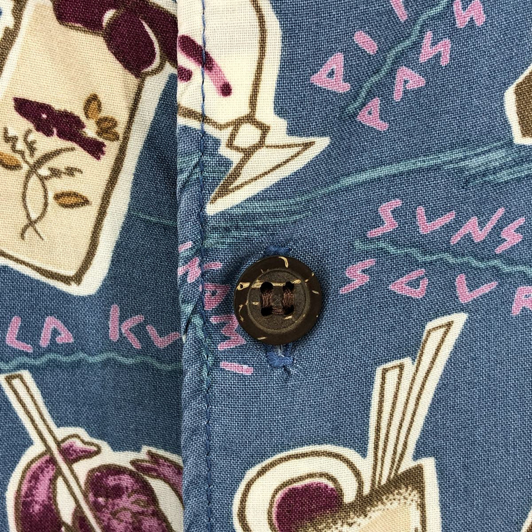 80s-90'S Reyn Spooner Diamond Head Tag Print Rayon Hawaiian Aloha Shirt, Made in Hawaii, Men's XL Rayon blue type Vintage Second Hand