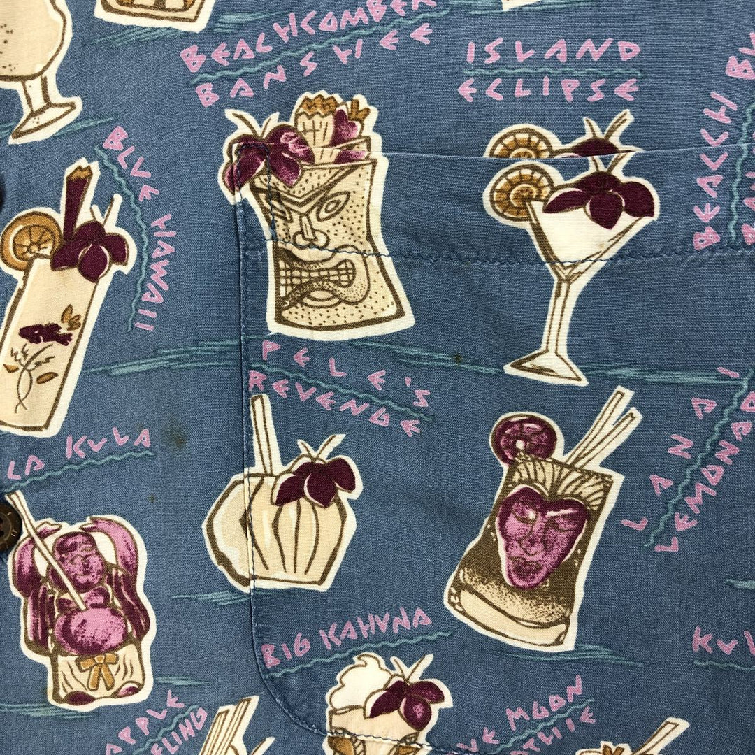 80s-90'S Reyn Spooner Diamond Head Tag Print Rayon Hawaiian Aloha Shirt, Made in Hawaii, Men's XL Rayon blue type Vintage Second Hand