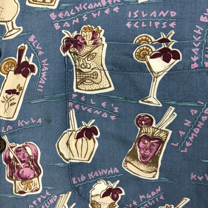 80s-90'S Reyn Spooner Diamond Head Tag Print Rayon Hawaiian Aloha Shirt, Made in Hawaii, Men's XL Rayon blue type Vintage Second Hand