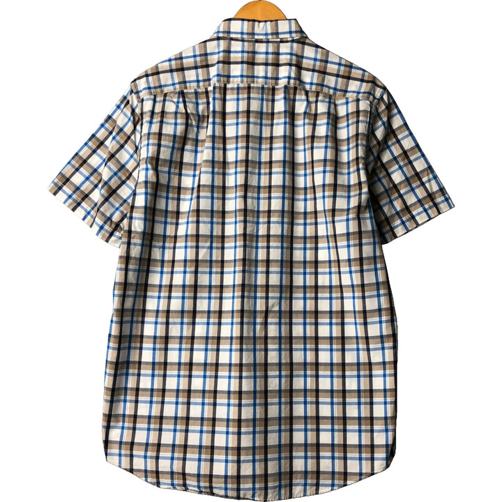 00s~ NAUTICA Check Pattern Short Sleeve Button Down Shirt Men's M size cotton pale white type Vintage Second Hand