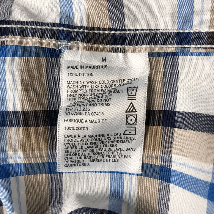 00s~ NAUTICA Check Pattern Short Sleeve Button Down Shirt Men's M size cotton pale white type Vintage Second Hand