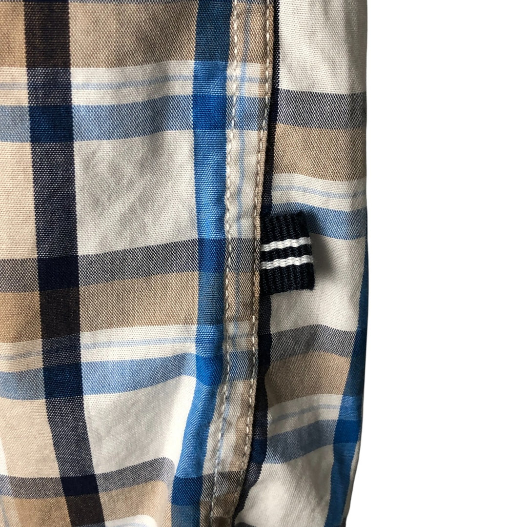 00s~ NAUTICA Check Pattern Short Sleeve Button Down Shirt Men's M size cotton pale white type Vintage Second Hand