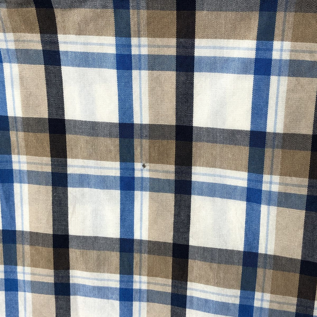 00s~ NAUTICA Check Pattern Short Sleeve Button Down Shirt Men's M size cotton pale white type Vintage Second Hand