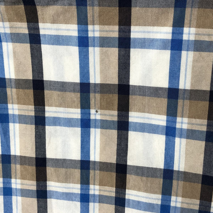 00s~ NAUTICA Check Pattern Short Sleeve Button Down Shirt Men's M size cotton pale white type Vintage Second Hand