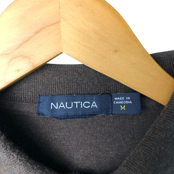 NAUTICA long-sleeved polo shirt, men's size M cotton brown type Vintage Second Hand