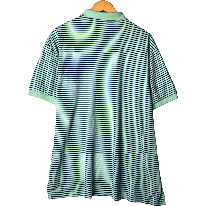 Ralph Lauren POLO by Ralph Lauren short sleeve striped polo shirt, men's XL size cotton Mint green Vintage Second Hand