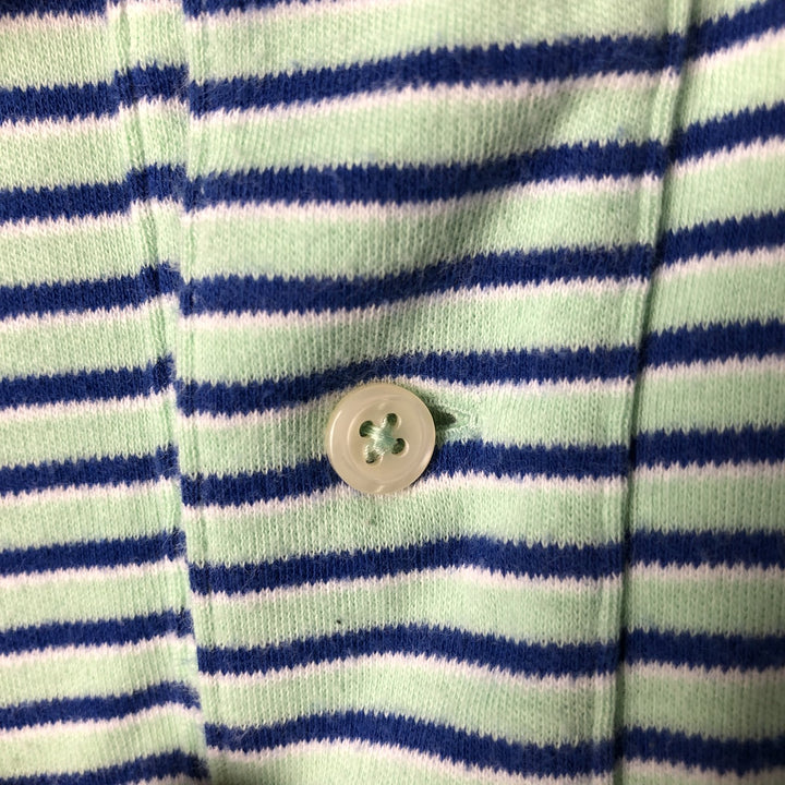 Ralph Lauren POLO by Ralph Lauren short sleeve striped polo shirt, men's XL size cotton Mint green Vintage Second Hand
