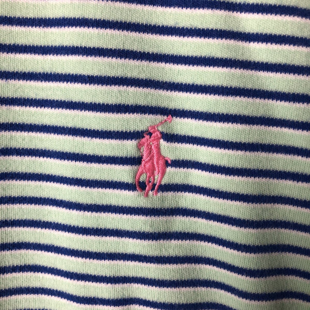 Ralph Lauren POLO by Ralph Lauren short sleeve striped polo shirt, men's XL size cotton Mint green Vintage Second Hand