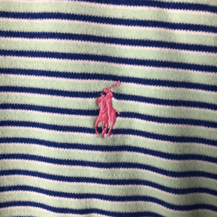 Ralph Lauren POLO by Ralph Lauren short sleeve striped polo shirt, men's XL size cotton Mint green Vintage Second Hand