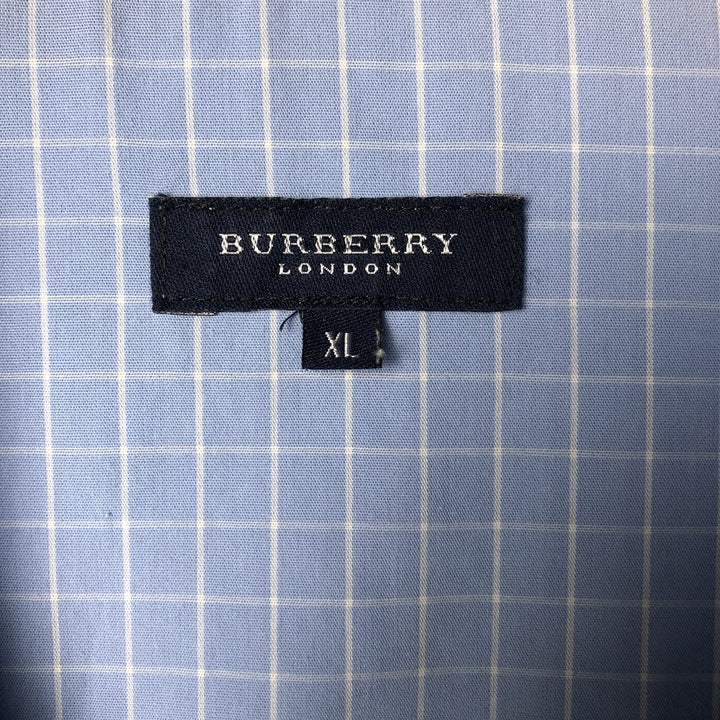Burberry's Check Pattern Short Sleeve Open Collar Cotton Box Shirt, Men's XL cotton blue type Vintage Second Hand