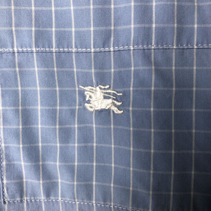 Burberry's Check Pattern Short Sleeve Open Collar Cotton Box Shirt, Men's XL cotton blue type Vintage Second Hand