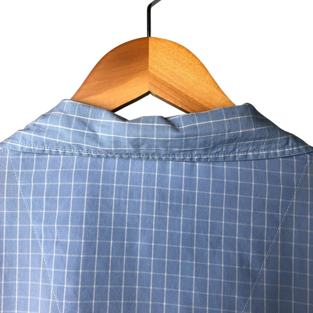 Burberry's Check Pattern Short Sleeve Open Collar Cotton Box Shirt, Men's XL cotton blue type Vintage Second Hand
