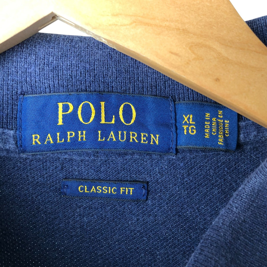 Ralph Lauren POLO RALPH LAUREN CLASSIC FIT short sleeve polo shirt men's XL equivalent cotton navy blue type Vintage Second Hand