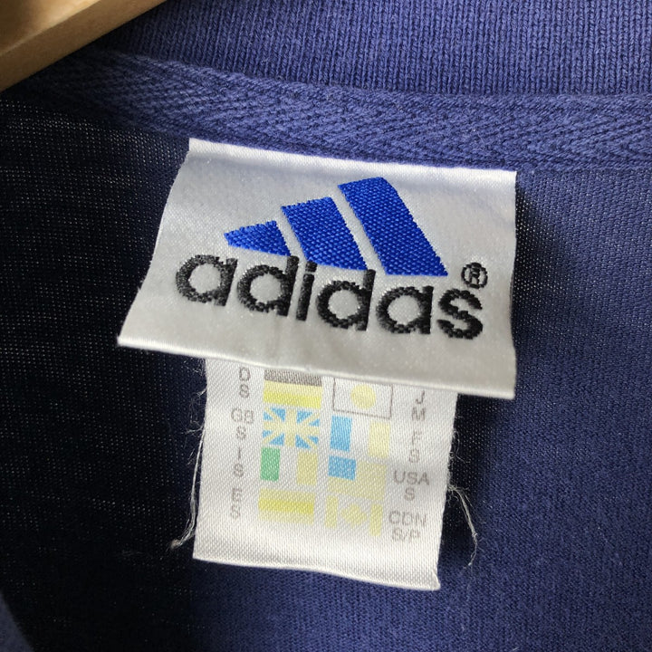Adidas short-sleeved polo shirt, men's size S cotton navy blue type Vintage Second Hand