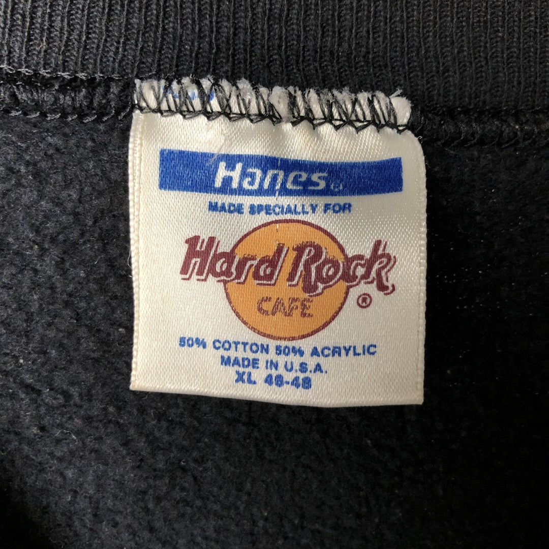 90'S Hanes Hard Rock Cafe V-neck cut-off advertising sweatshirt, men's size XL cotton black type Vintage Second Hand
