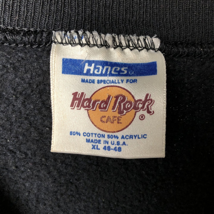 90'S Hanes Hard Rock Cafe V-neck cut-off advertising sweatshirt, men's size XL cotton black type Vintage Second Hand