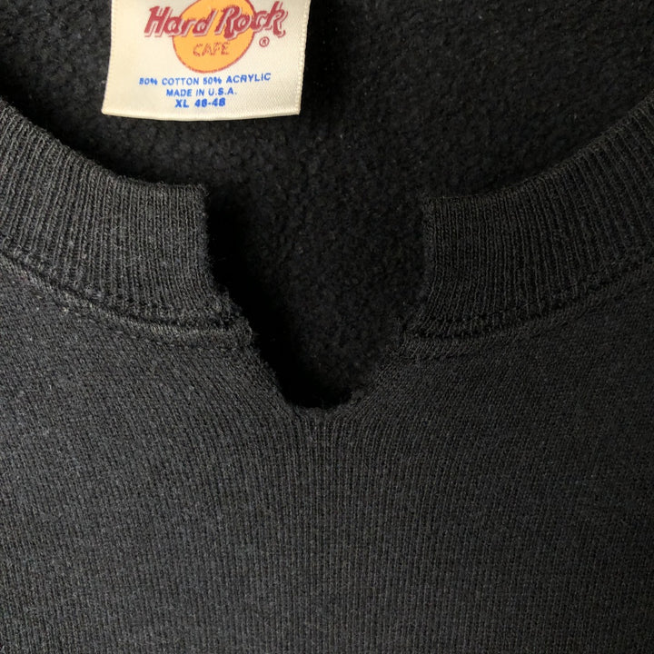 90'S Hanes Hard Rock Cafe V-neck cut-off advertising sweatshirt, men's size XL cotton black type Vintage Second Hand