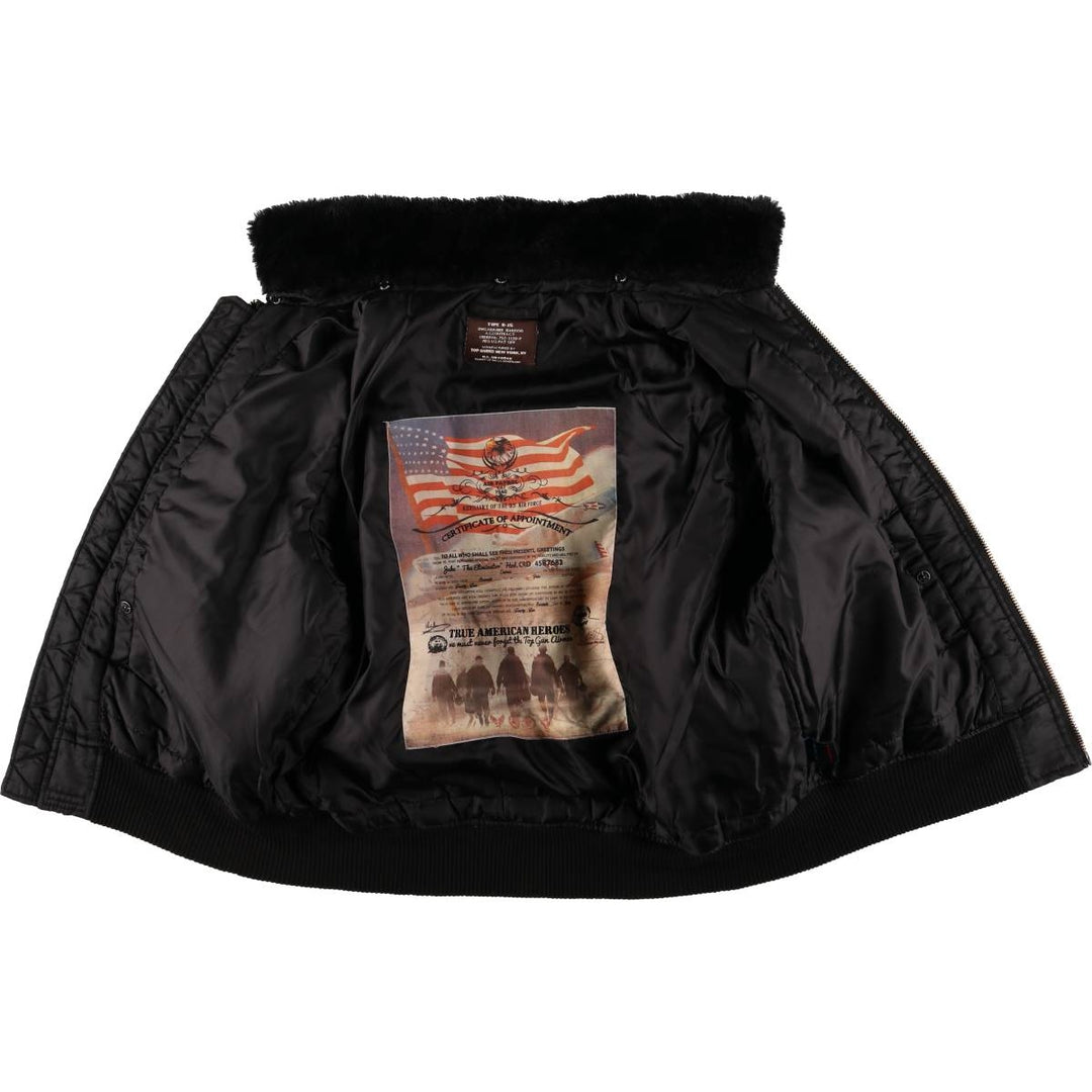 Civilian TOP GUN B-15 Type Padded Military Flight Jacket, Men's Size XL Nylon black type Vintage Second Hand