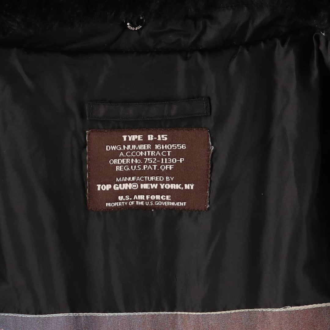 Civilian TOP GUN B-15 Type Padded Military Flight Jacket, Men's Size XL Nylon black type Vintage Second Hand