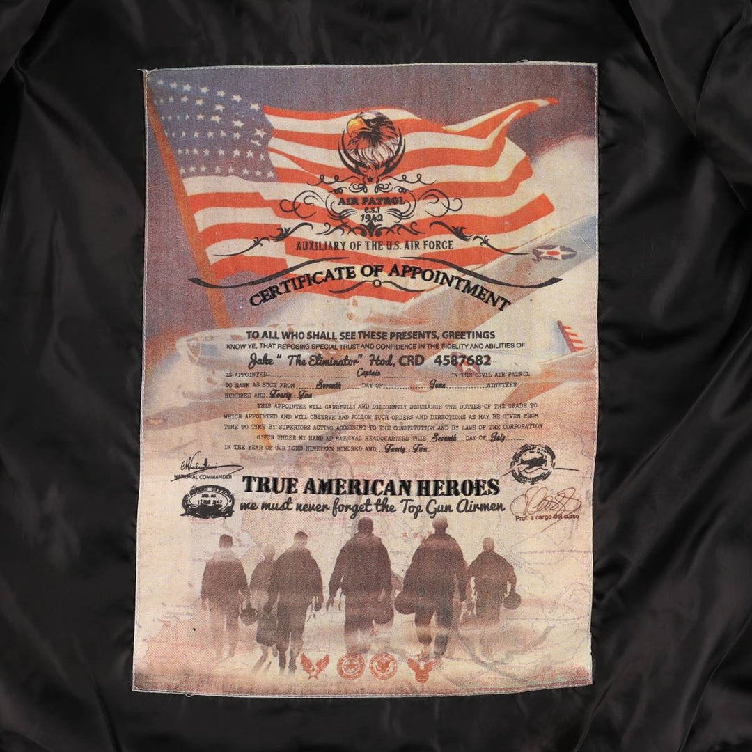 Civilian TOP GUN B-15 Type Padded Military Flight Jacket, Men's Size XL Nylon black type Vintage Second Hand