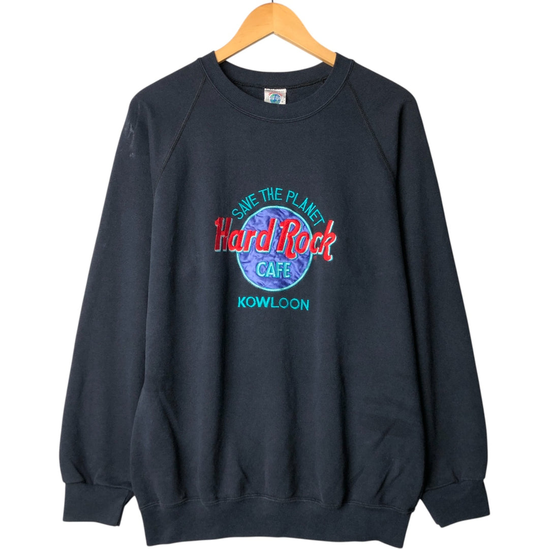 90'S HARD ROCK CAFE Advertising Sweatshirt, Men's L size, Vintage cotton navy blue type Vintage Second Hand