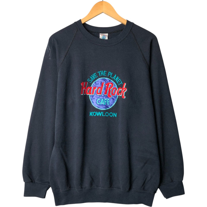 90'S HARD ROCK CAFE Advertising Sweatshirt, Men's L size, Vintage cotton navy blue type Vintage Second Hand