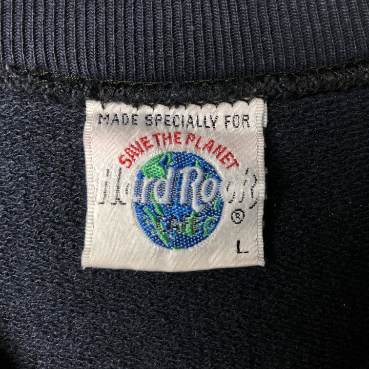 90'S HARD ROCK CAFE Advertising Sweatshirt, Men's L size, Vintage cotton navy blue type Vintage Second Hand